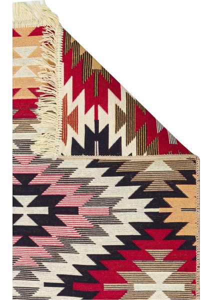 Arya Kilim AR33 Red Çift Taraflı Etnik Desenli Dokuma Kilim