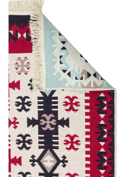 Arya Kilim Ar 32 Red Çift Taraflı Etnik Desenli Dokuma Kilim