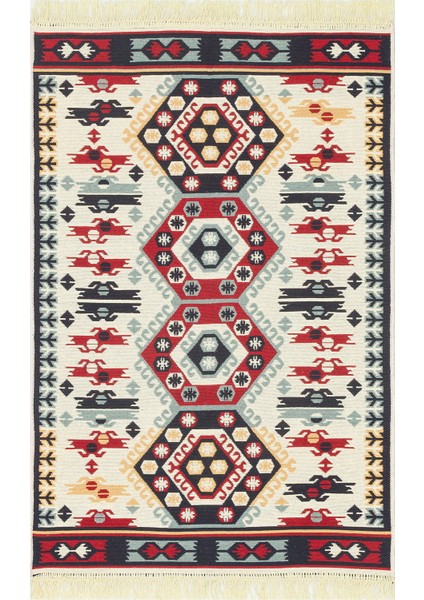 Arya Kilim Ar 30 Red Çift Taraflı Etnik Desenli Dokuma Kilim