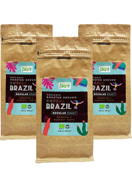 Organik Filtre Kahve Brezilya Medium 3x200 Gr (Öğütülmüş)