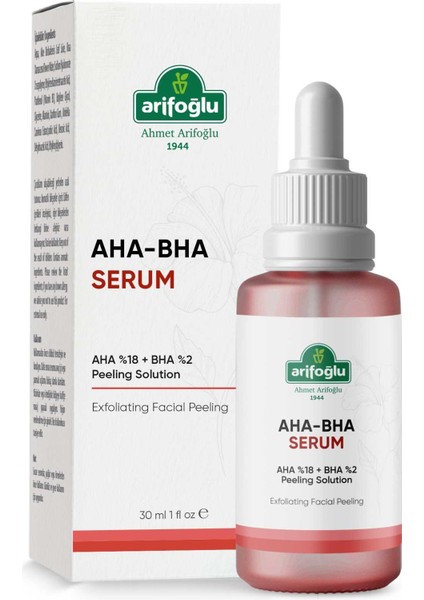 Aha-Bha Cilt Tonu Eşitleyici ve Canlandırıcı Peeling Serum 30 ml Aha %18 Bha %2 Peeling Solution
