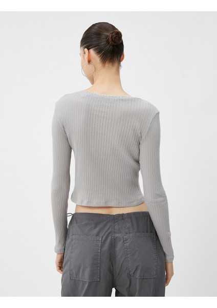 Tişört Uzun Kolu Bisiklet Yaka Dokulu Pamuklu fırsatları