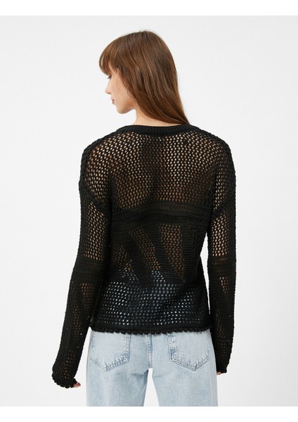 Oversize Kazak Ajurlu Örgü Bisiklet Yaka Uzun Kollu fırsatları