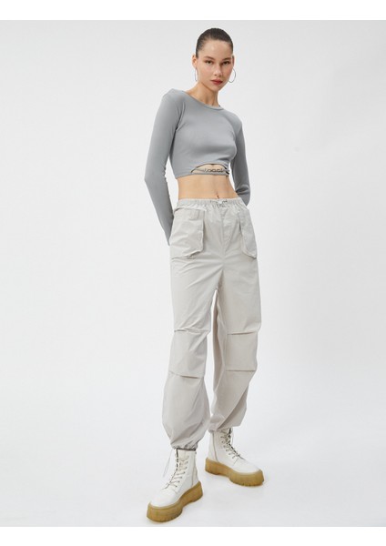 Paraşüt Pantolon Cepli Pamuklu Beli ve Paçaları Lastikli Stoperli
