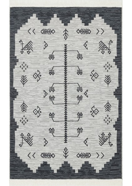 Arya AR23 Grey Çift Taraflı Modern Desenli Dokuma Kilim