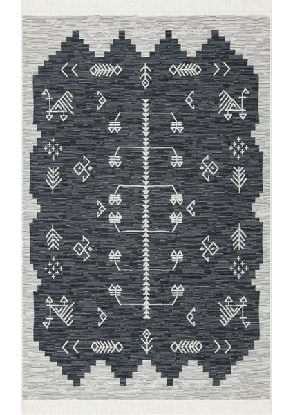 Arya AR23 Grey Çift Taraflı Modern Desenli Dokuma Kilim