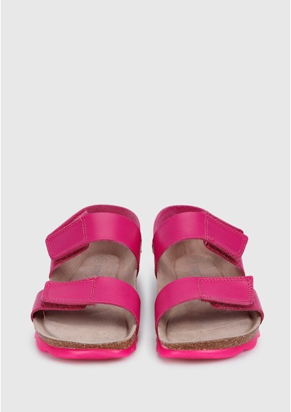 Pembe Deri Kız Çocuk Düz Sandalet modelleri
