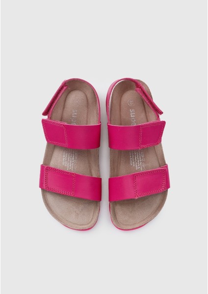 Pembe Deri Kız Çocuk Düz Sandalet indirimleri