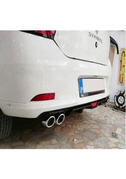 Renault Clio Symbol Uyumlu Üniversal Arka Tampon Eki Difüzör 4 Egzoz Çıkışlı Siyah