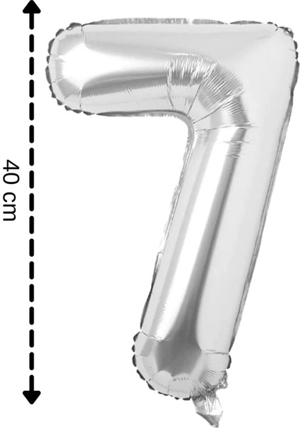 Folyo Balon 7 Rakamı Helyum Balon 40 cm Gümüş