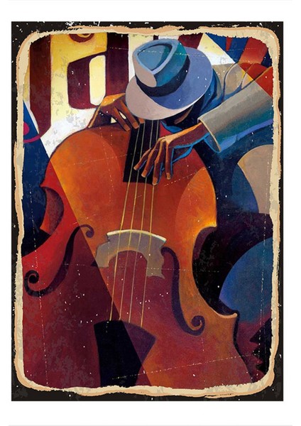 Jazz Müzik ve Konturbas Mdf Poster