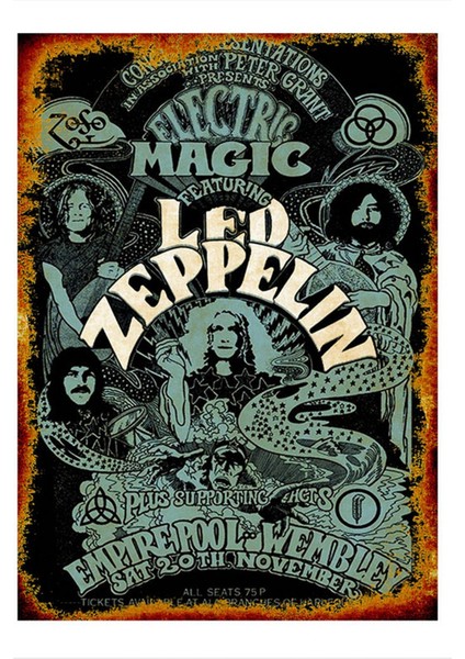 Ahşap Tablo LED Zeppelin Posteri