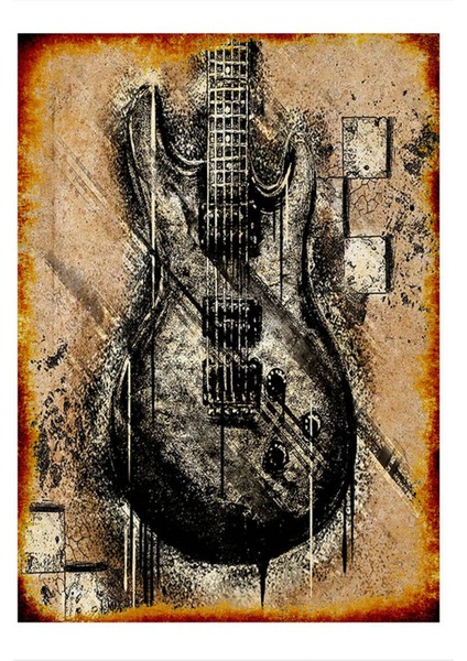 Elektro Gitar Desenli Mdf Tablo