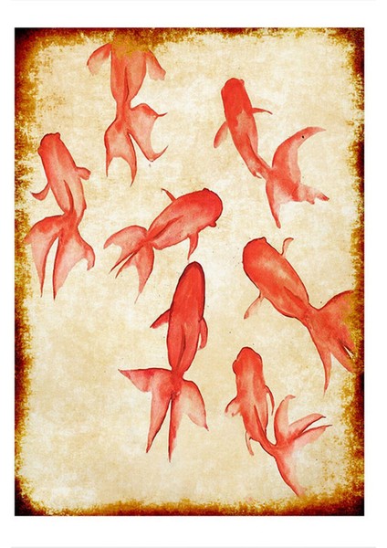 Kırmızı Japon Balıkları Tasarım Mdf Tablo