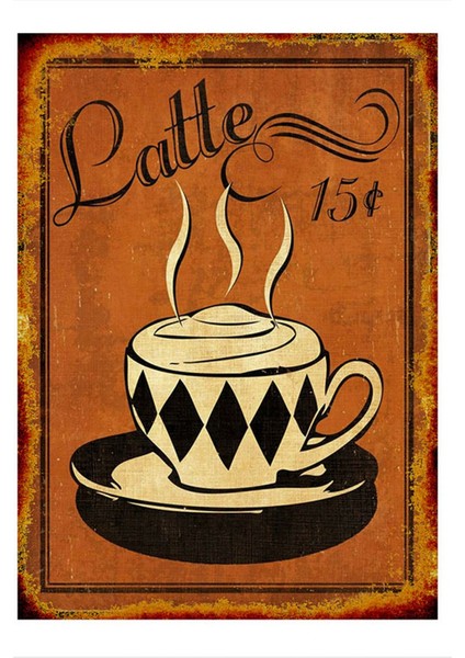 Retro Latte Dekoratif Ahşap Tablo