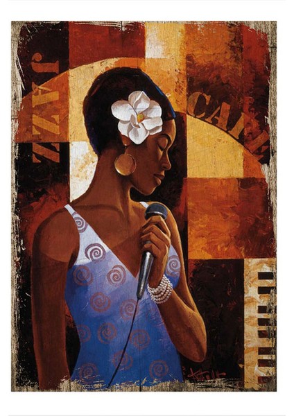 Jazz Müzik ve Bayan Vokal Mdf Poster