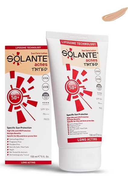 Acnes Tinted Sun Care Lotion SPF50+ 150ml - Yağlı ve Akneli Ciltler İçin Renkli Güneş Koruyucu