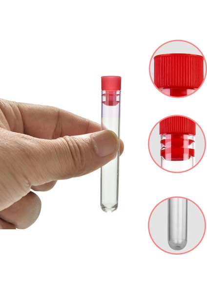 Deney Tüpü 12X75 mm / Plastik - Dibi Yuvarlak Kapaklı x 25 Adet modelleri