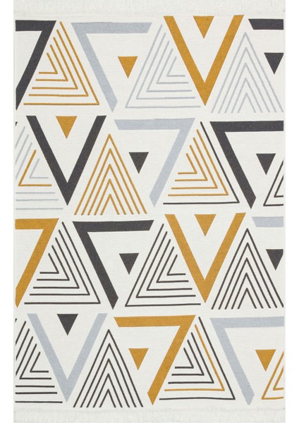 Arya Ar 18 Yellow Grey Çift Taraflı Modern Desenli Dokuma Kilim