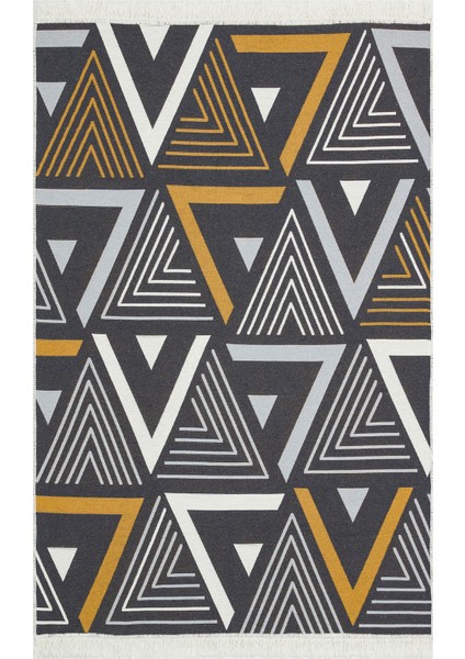 Arya Ar 18 Yellow Grey Çift Taraflı Modern Desenli Dokuma Kilim