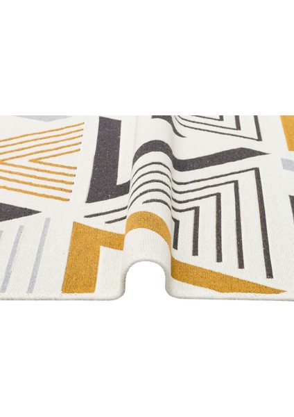 Arya Ar 18 Yellow Grey Çift Taraflı Modern Desenli Dokuma Kilim