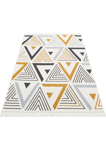 Arya Ar 18 Yellow Grey Çift Taraflı Modern Desenli Dokuma Kilim