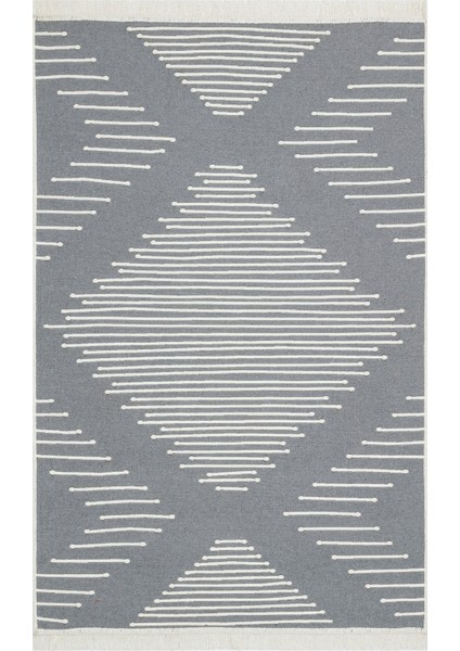 Arya Kilim Ar 15 Grey Çift Taraflı Modern Desenli Dokuma Kilim