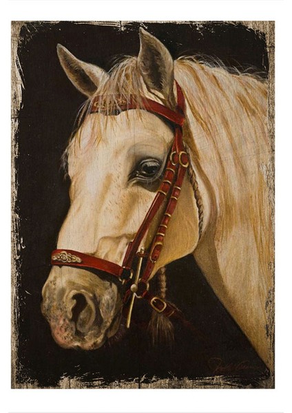 Beyaz At Dekoratif Ahşap Tablo