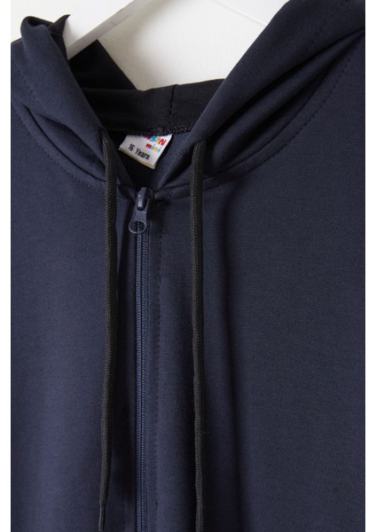 Erkek Çocuk Kapüşonlu Fermuarlı Lacivert Okul Hırkası 16195 modelleri