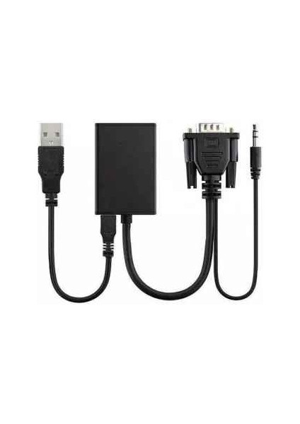 Alfanet VGA To HDMI + Ses Çevirici