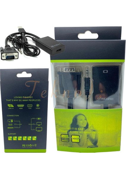 Alfanet VGA To HDMI + Ses Çevirici