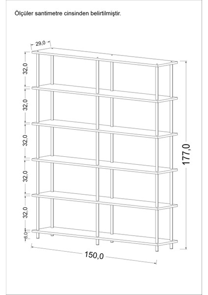 Çevir Kur 150 cm Atlantik Çam Kitaplık