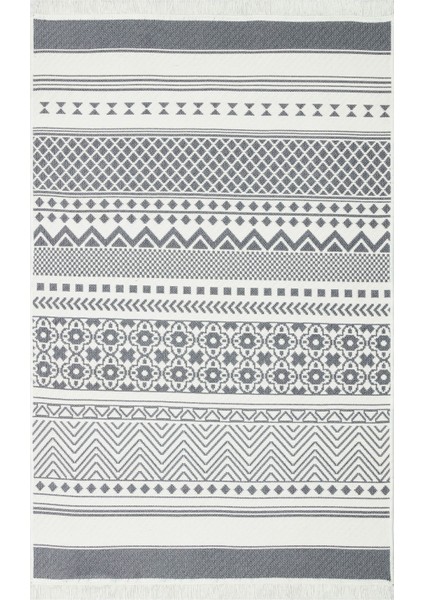 Arya Ar 05 Grey Çift Taraflı Etnik Desenli Dokuma Kilim