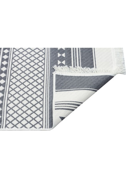 Arya Ar 05 Grey Çift Taraflı Etnik Desenli Dokuma Kilim