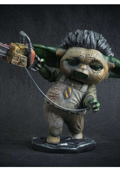 Bebek Yoda Leatherface Grogu Deri Surat 15 cm Heykel