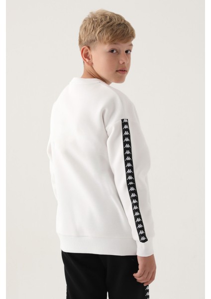 Krem Bisiklet Yaka Kol Baskı Detay Erkek Çocuk Sweatshirt fırsatları