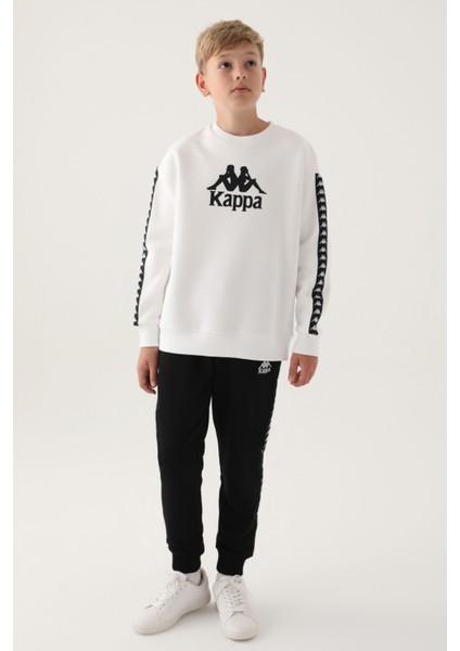 Krem Bisiklet Yaka Kol Baskı Detay Erkek Çocuk Sweatshirt indirimleri