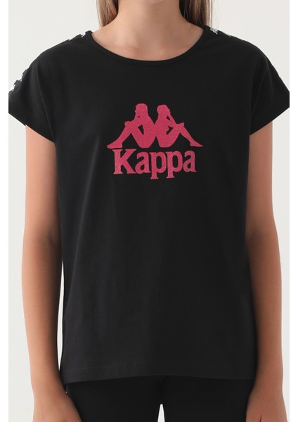 Siyah Kol Detay Ön Baskılı Kız Çocuk T-Shirt modelleri