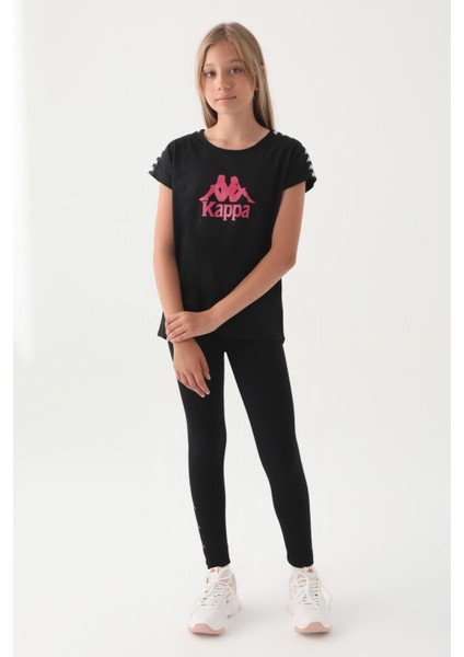 Siyah Kol Detay Ön Baskılı Kız Çocuk T-Shirt indirimleri