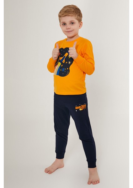Spaced Turuncu Erkek Çocuk Uzun Kol Pijama Takım fiyatları