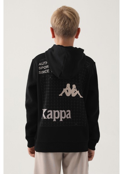 Siyah Yaka Fermuarlı Kapüşonlu Erkek Çocuk Sweatshirt fırsatları