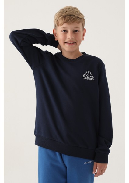 Lacivert Bisiklet Yaka Erkek Çocuk Sweatshirt