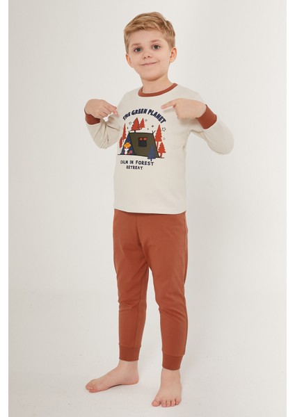 The Green Planet Beyaz Erkek Çocuk Uzun Kol Pijama Takım fiyatları