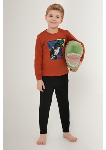 The Ultimate King Kahverengi Erkek Çocuk Uzun Kol Pijama Takım