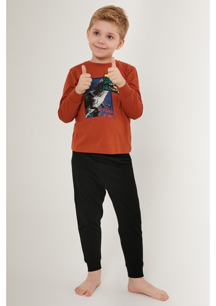 The Ultimate King Kahverengi Erkek Çocuk Uzun Kol Pijama Takım modelleri