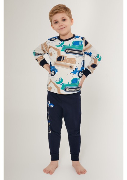 Tractor Beyaz Erkek Çocuk Uzun Kol Pijama Takım fiyatları