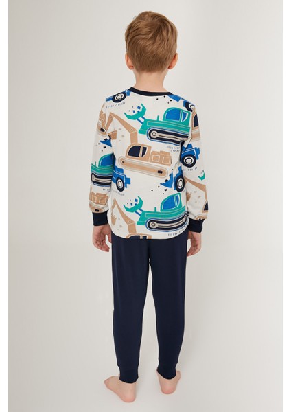 Tractor Beyaz Erkek Çocuk Uzun Kol Pijama Takım indirimleri