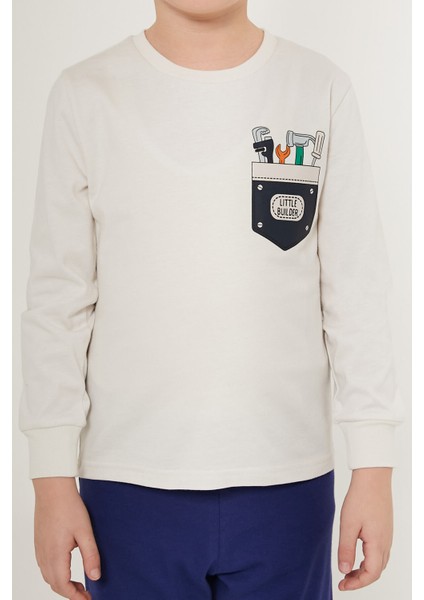 Little Builder Beyaz Erkek Çocuk Uzun Kol Pijama Takım fırsatları