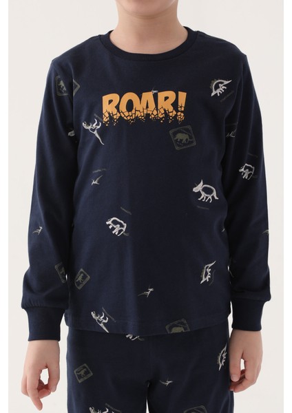 Roar Lacivert Erkek Çocuk Uzun Kol Pijama Takım