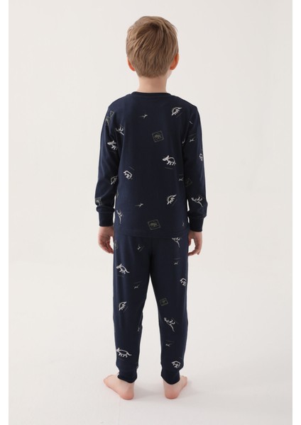 Roar Lacivert Erkek Çocuk Uzun Kol Pijama Takım